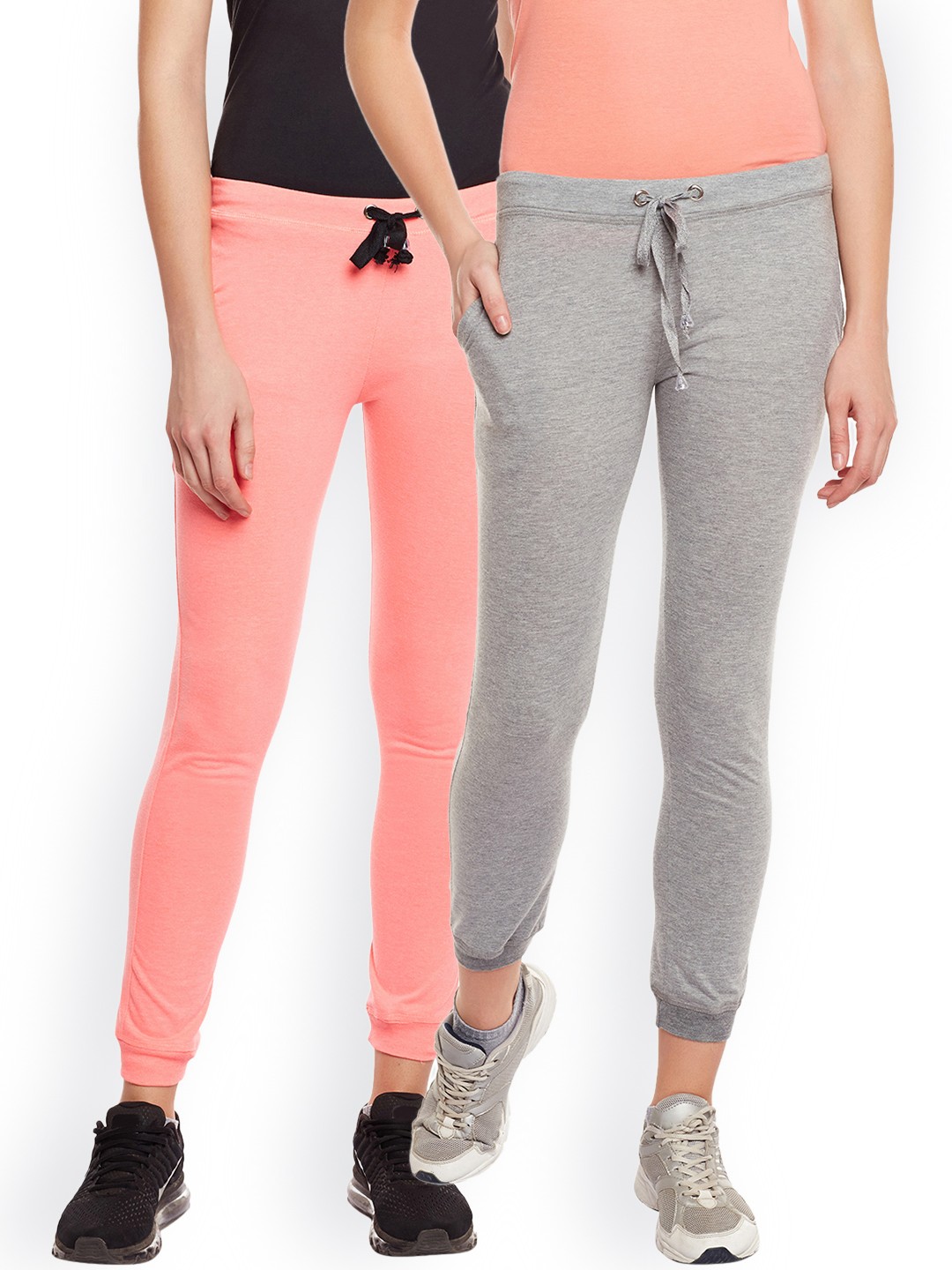 

VIMAL JONNEY Women Pack of 2 Solid Joggers, Peach