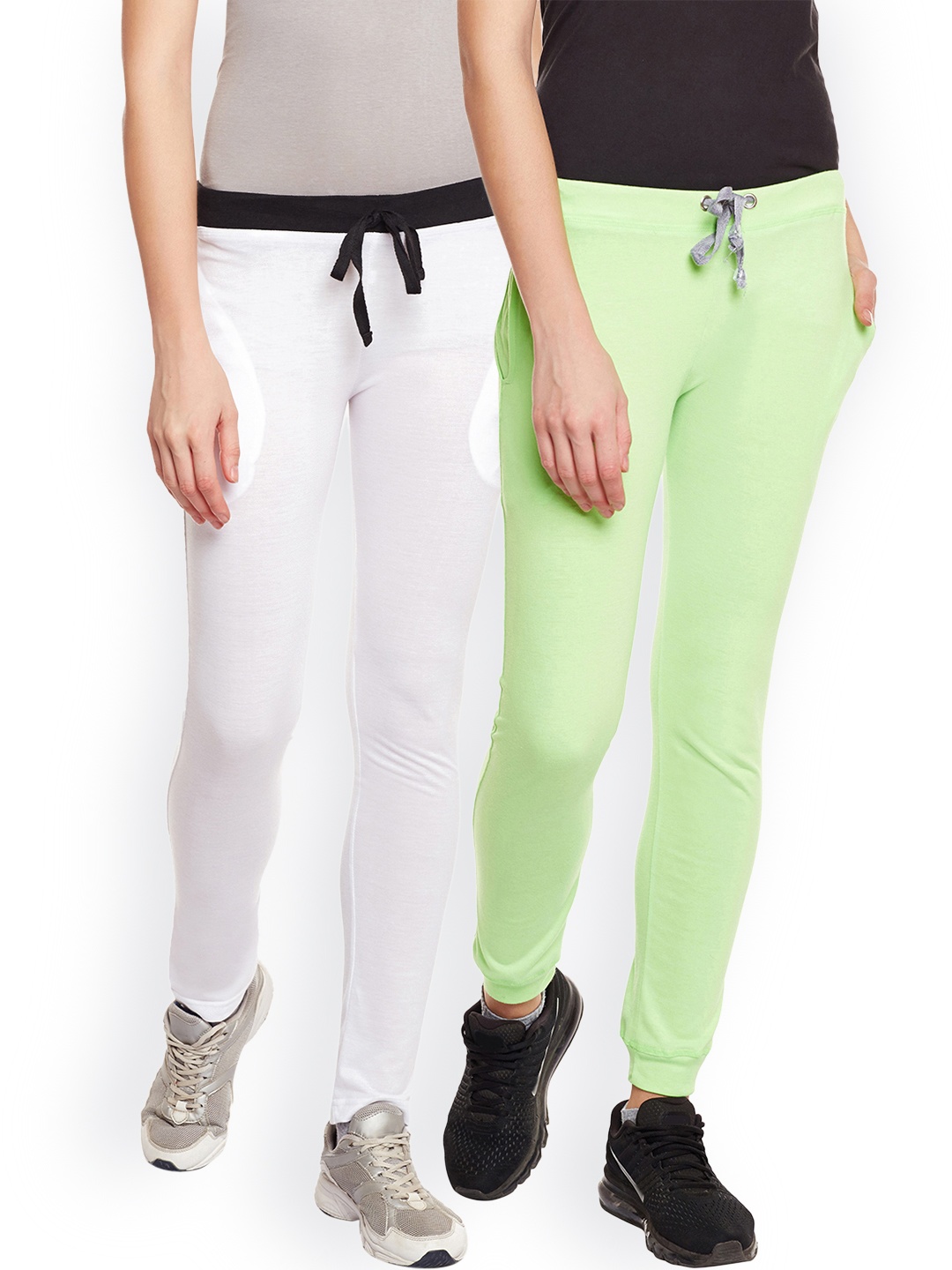 

VIMAL JONNEY Women Pack of 2 Solid Track Pants, Green