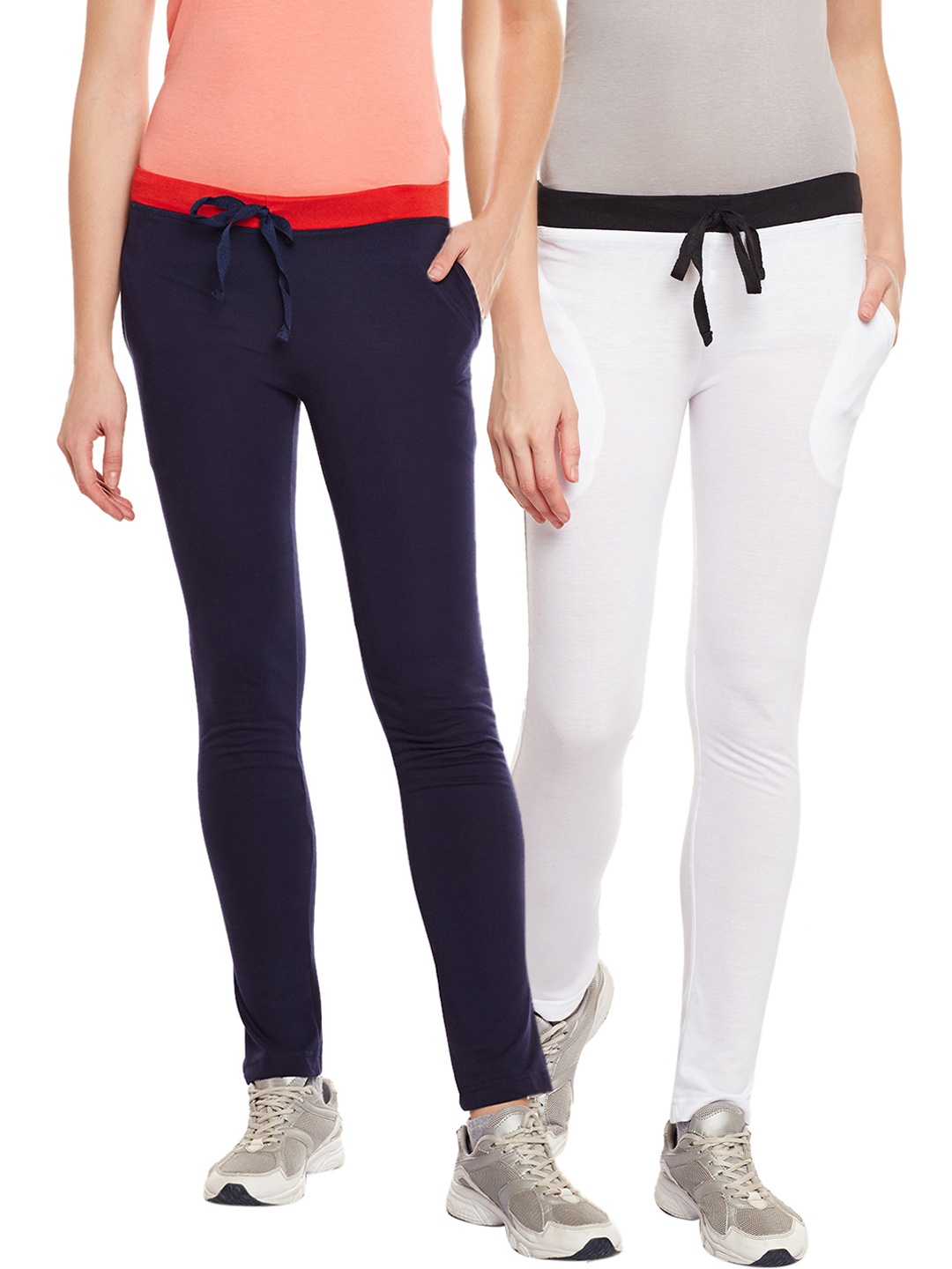 

VIMAL JONNEY Women Pack of 2 Solid Track Pants, Navy blue