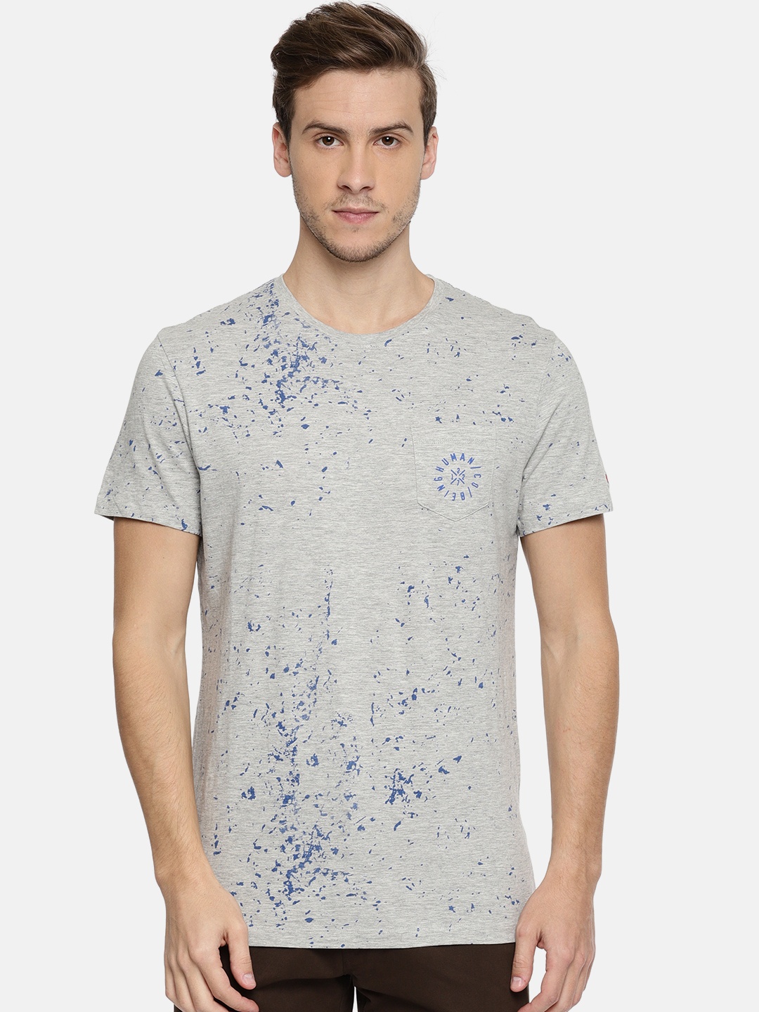 

Being Human Clothing Men Grey Self Design Round Neck T-shirt