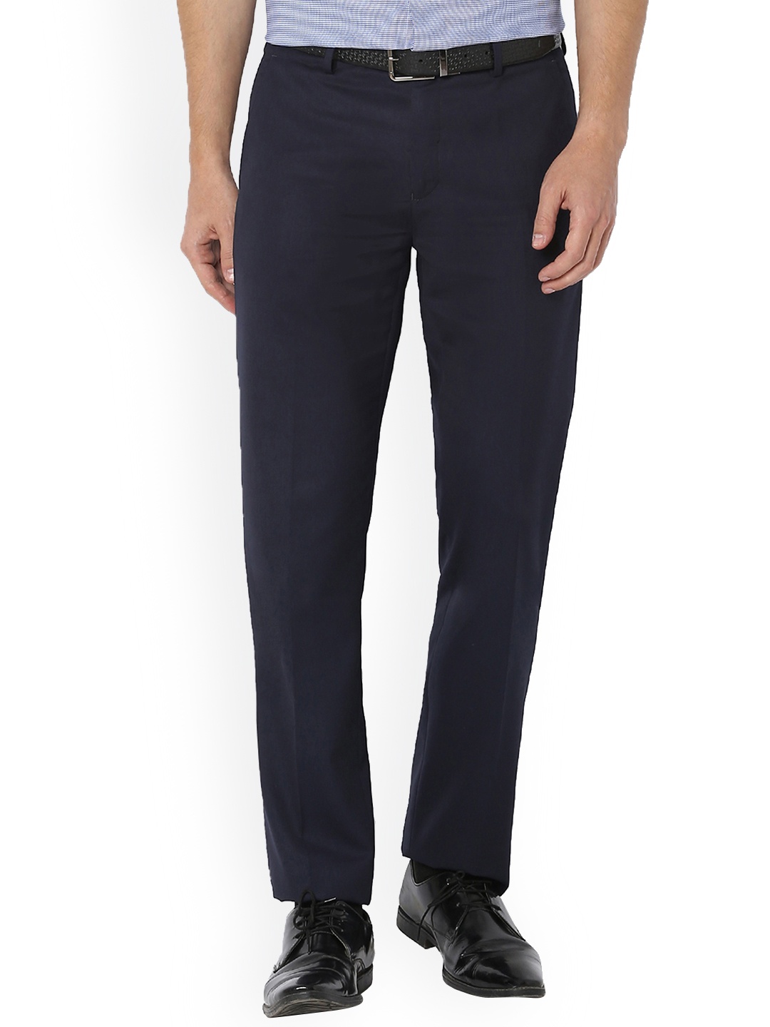 

Van Heusen Men Navy Blue Slim Fit Solid Formal Trousers