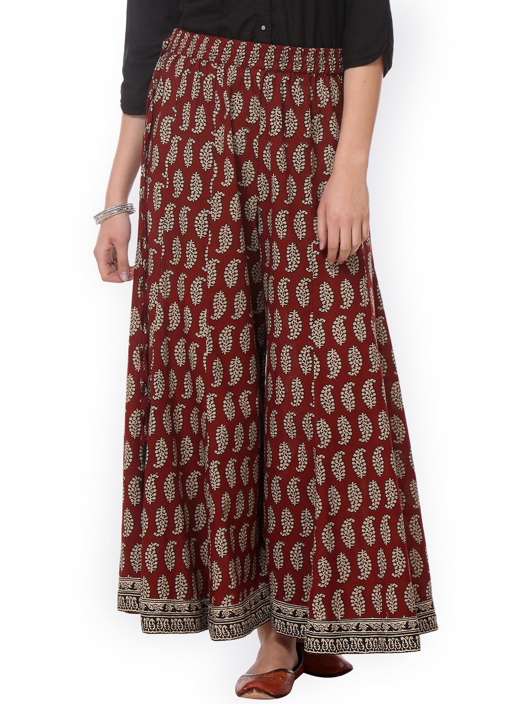 

Varanga Women Maroon Printed Flared Palazzos