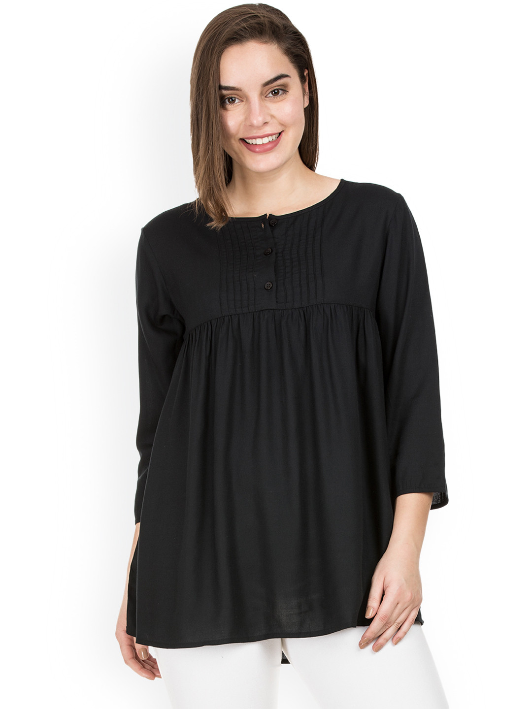 

IDK Women Black Solid Top