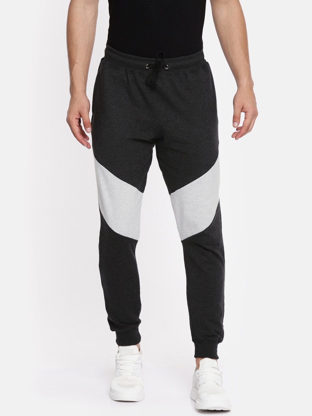 

ARISE Men Black & Grey Colourblocked Joggers
