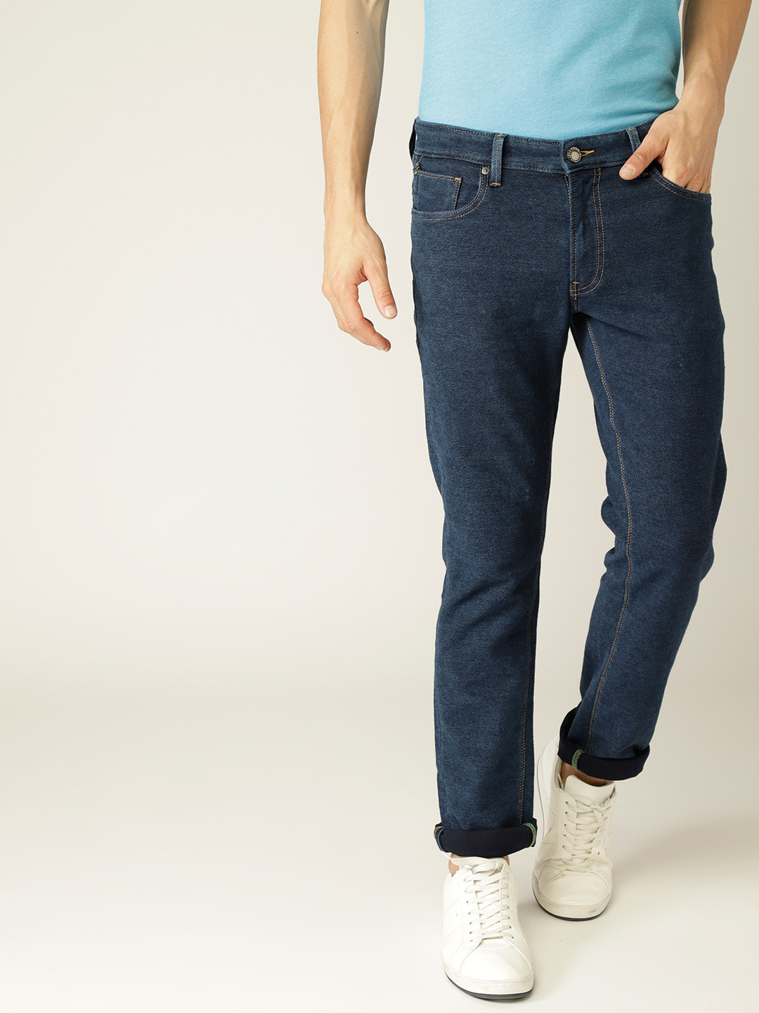 

United Colors of Benetton Men Navy Skinny Fit Mid-Rise Clean Look Stretchable Jeans, Navy blue