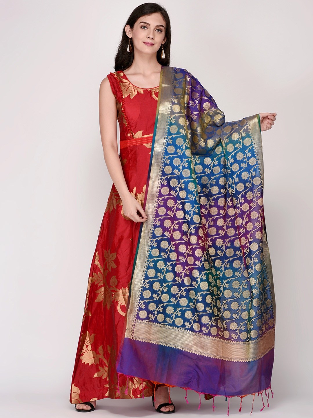 

Dupatta Bazaar Blue & Purple Woven Design Dupatta