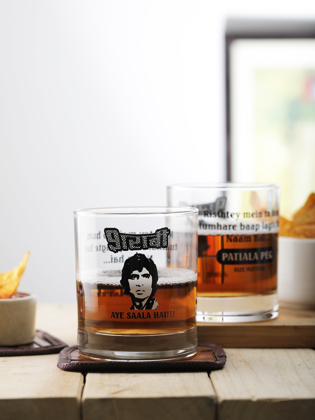 

EK DO DHAI Set Of 2 Sharabi Whiskey Glasses, Transparent