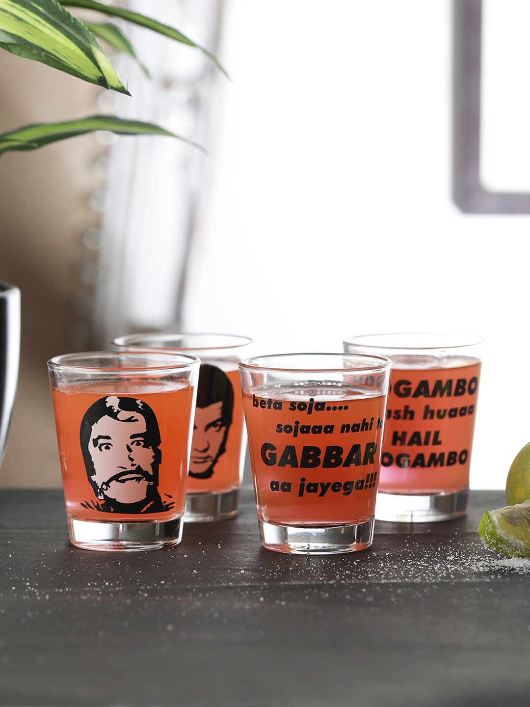 

EK DO DHAI Set Of 4 Villian Shot Glasses, Transparent