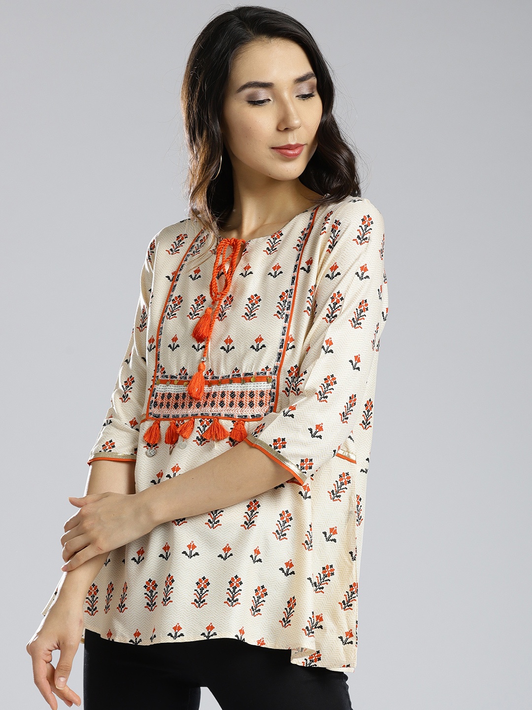 

W Women Off-White Printed A-Line Top