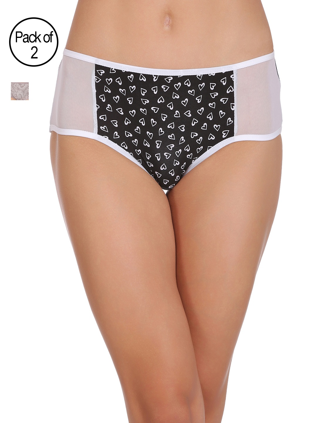 

Clovia Women Pack of 2 Printed Hipster Briefs COMPNC267XL, Black
