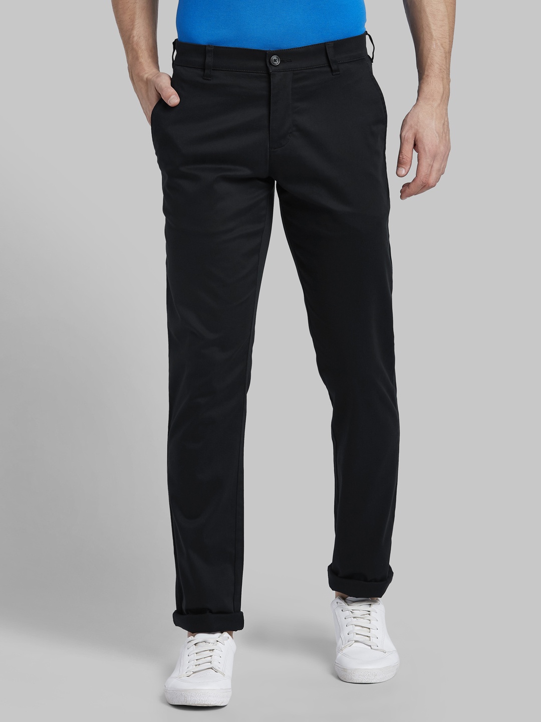 

Parx Men Black Slim Fit Solid Regular Trousers