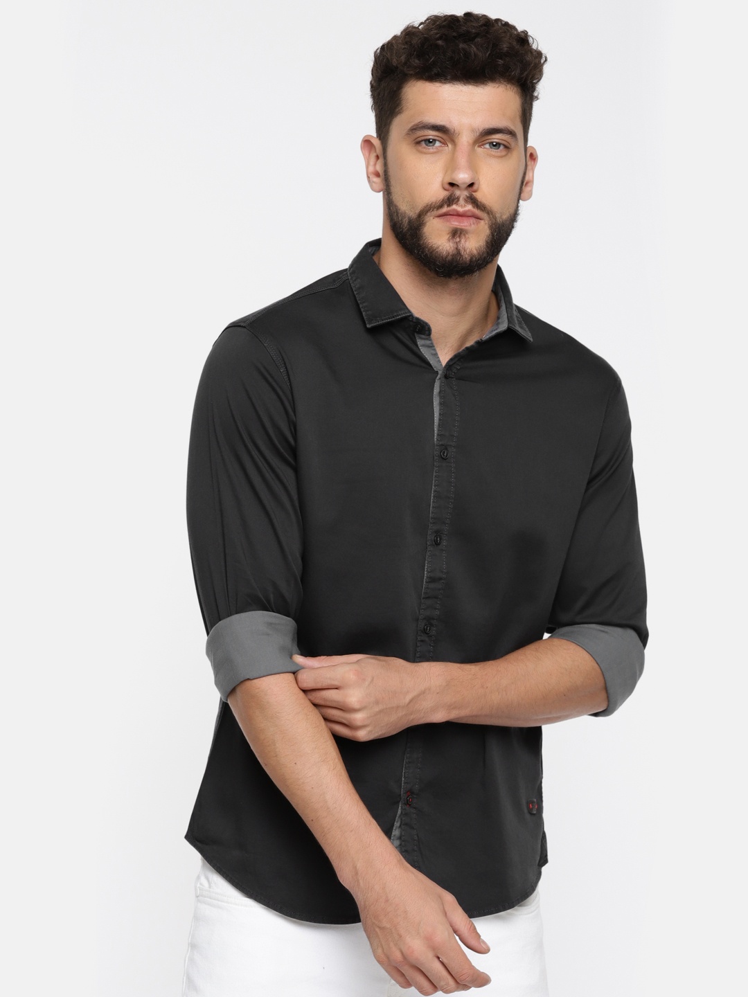 

Being Human Men Black Slim Fit Solid Casual Shirt