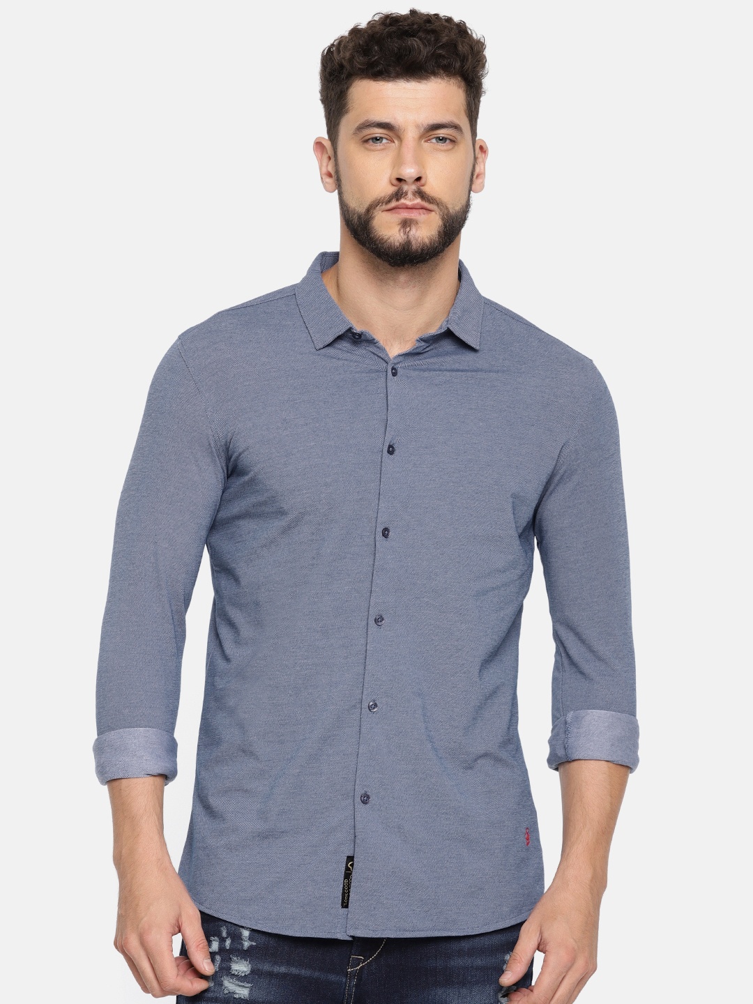 

Being Human Clothing Men Blue Regular Fit Solid Casual Shirt