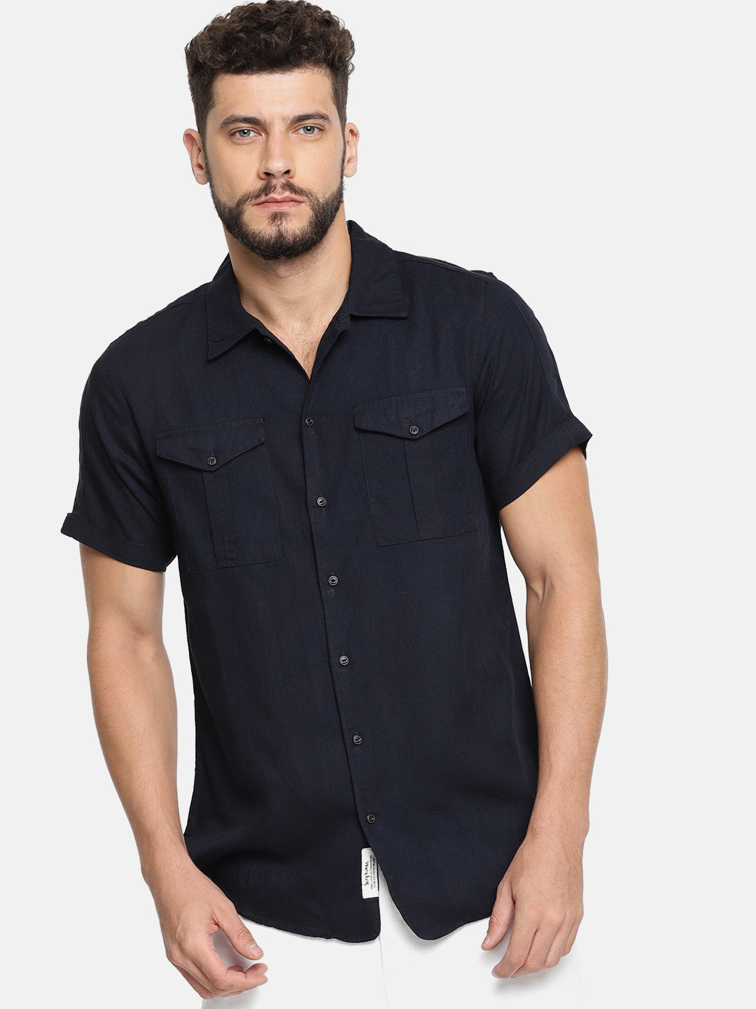 

Being Human Men Navy Blue Slim Fit Solid Casual Shirt
