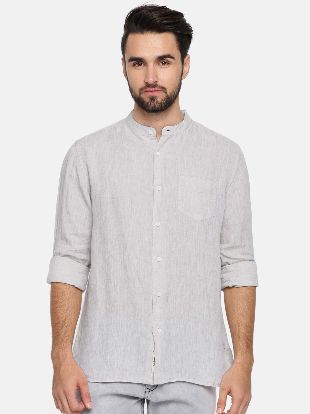 

Being Human Men Beige Premium Slim Fit Solid Linen Casual Shirt