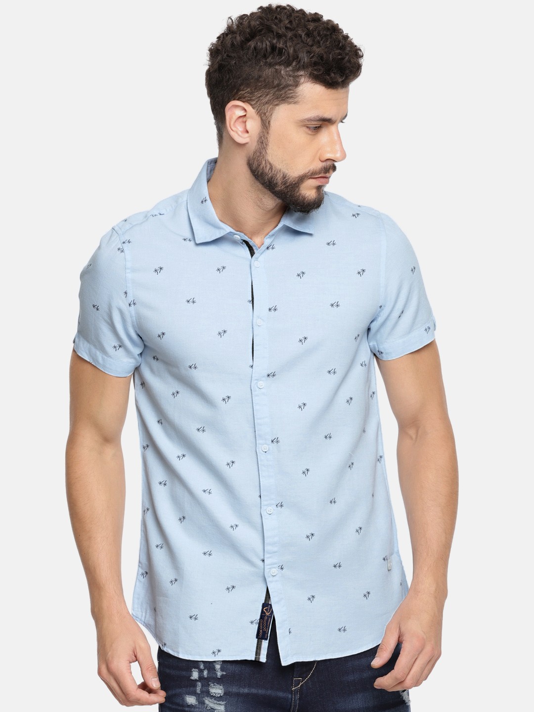 

Being Human Clothing Men Blue Slim Fit Printed Casual Shirt