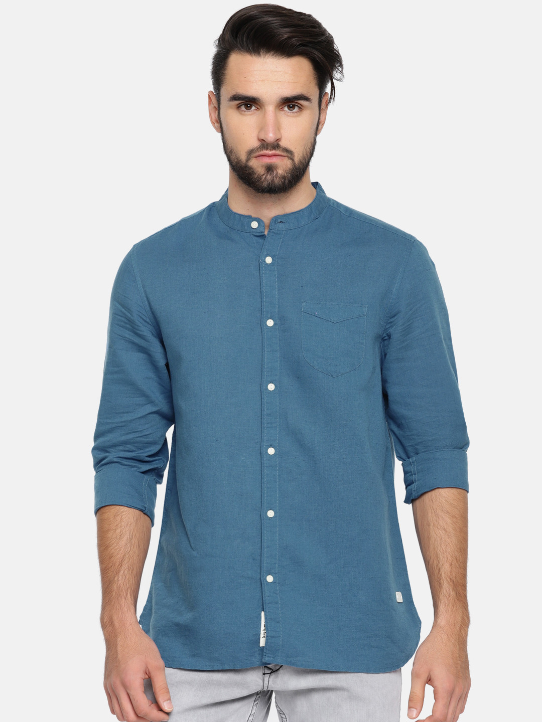 

Being Human Men Blue Premium Slim Fit Solid Casual Shirt