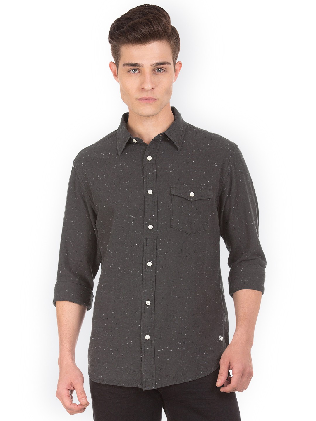 

Aeropostale Men Grey Regular Fit Printed Casual Shirt