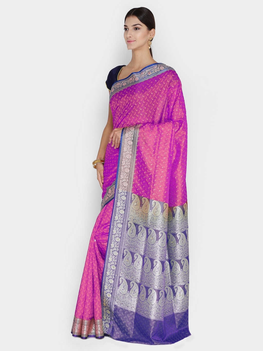 

Chhabra 555 Purple Art Silk Woven Design Banarasi Saree