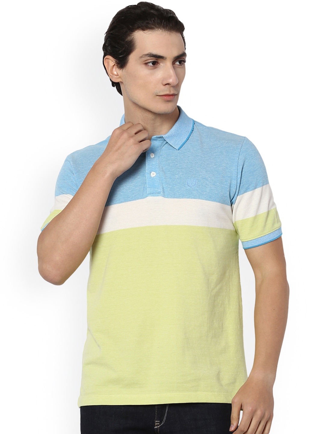 

Van Heusen Sport Men Yellow Colourblocked Polo Collar T-shirt