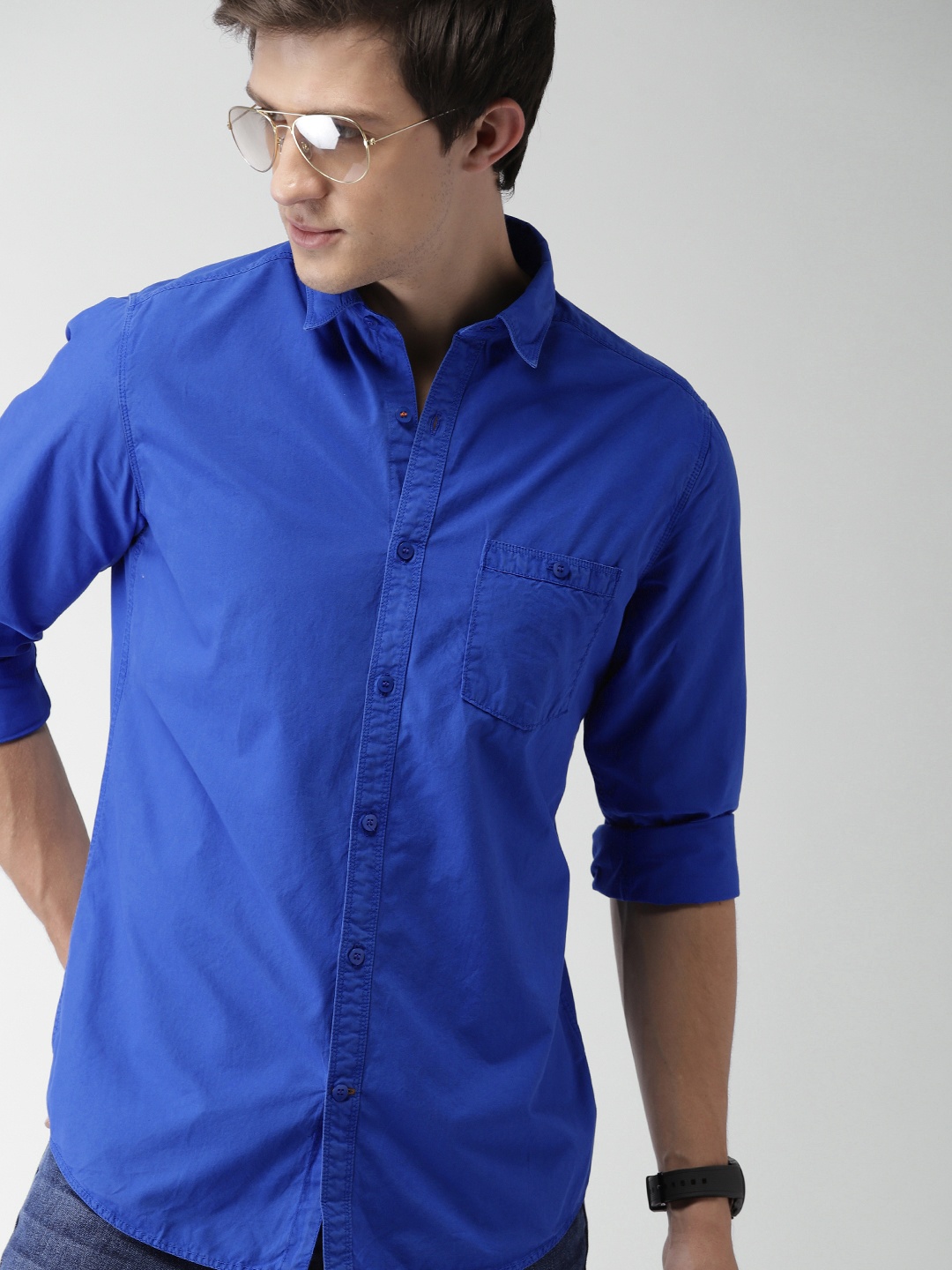 

Mast & Harbour Men Blue Slim Fit Casual Shirt