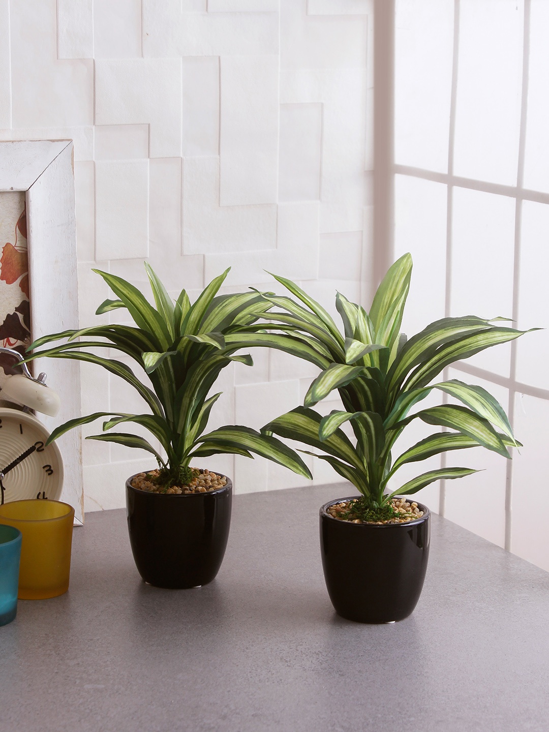 

Fourwalls Set of 2 Green Artificial Dracaena Plants