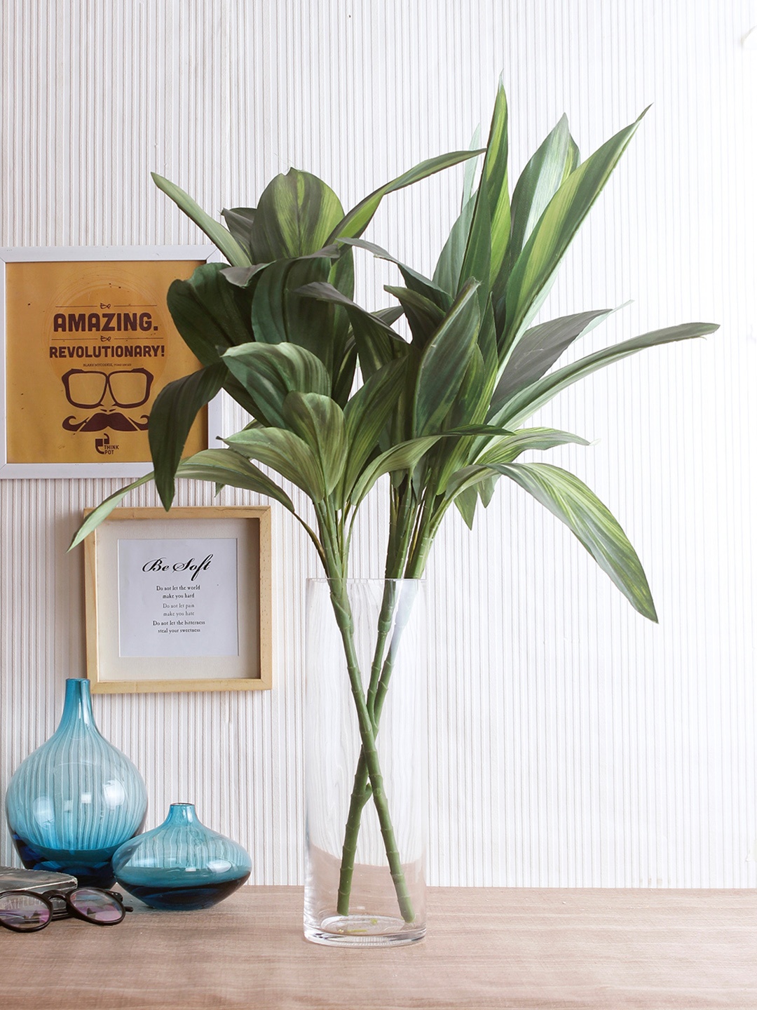 

Fourwalls Set of 2 Green Artificial Cordyline Floor Plant Without Pot
