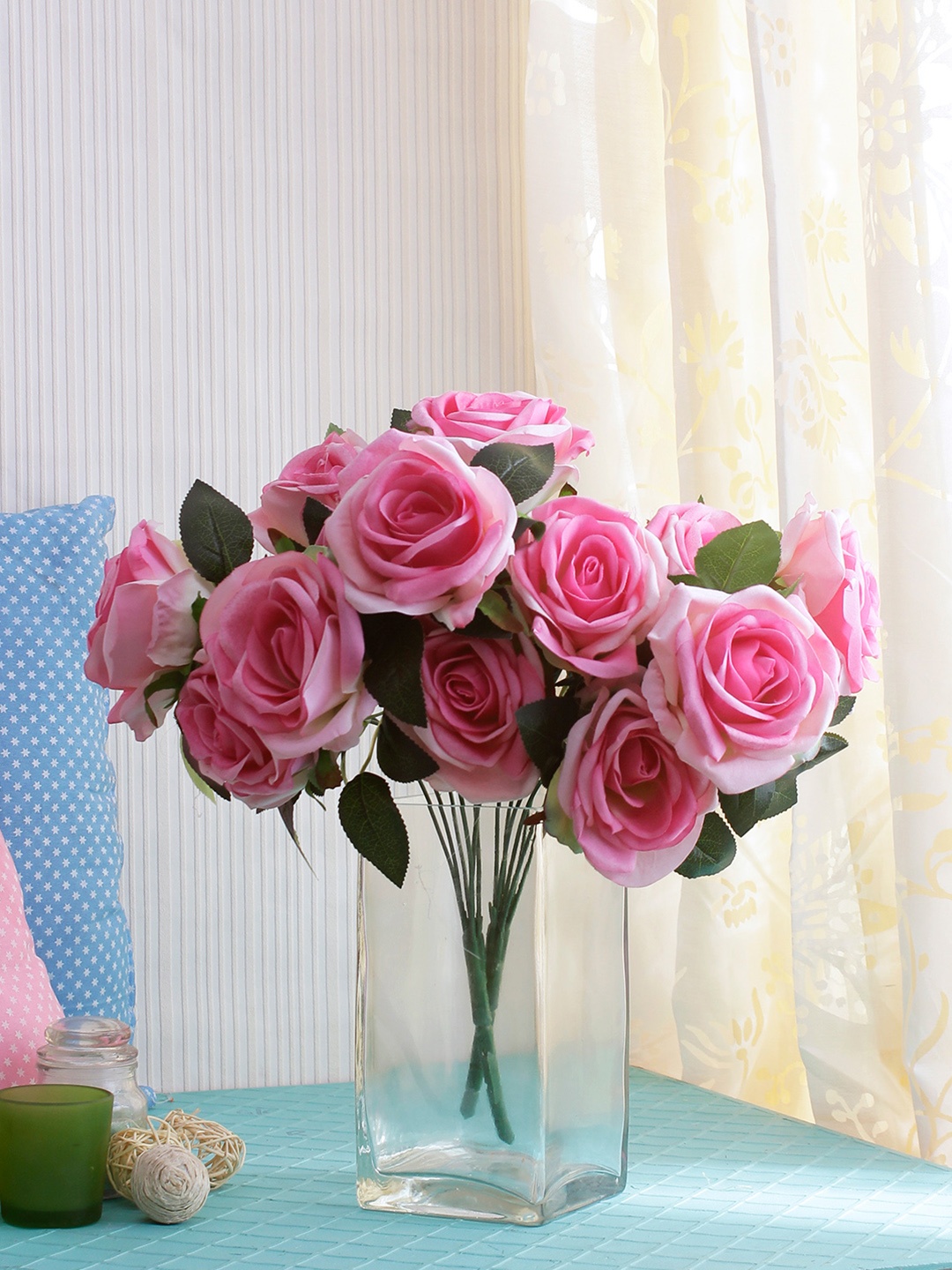 

Fourwalls Set Of 2 Pink Artificial Rose Flower Bunches