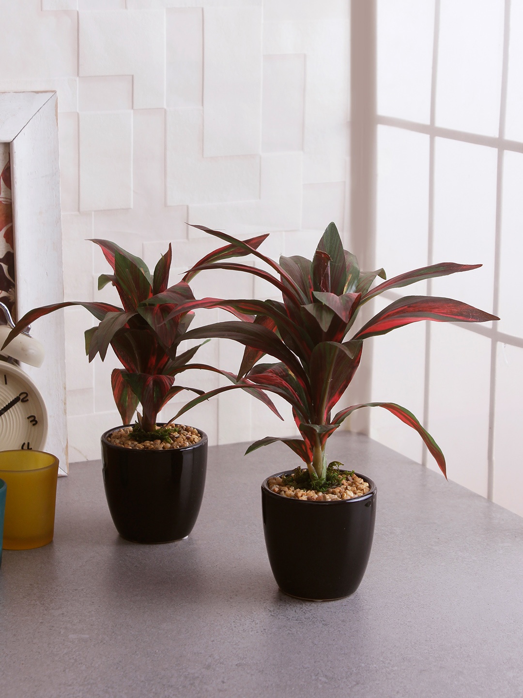 

Fourwalls Green Red Artificial Dracaena Bonsai Plant