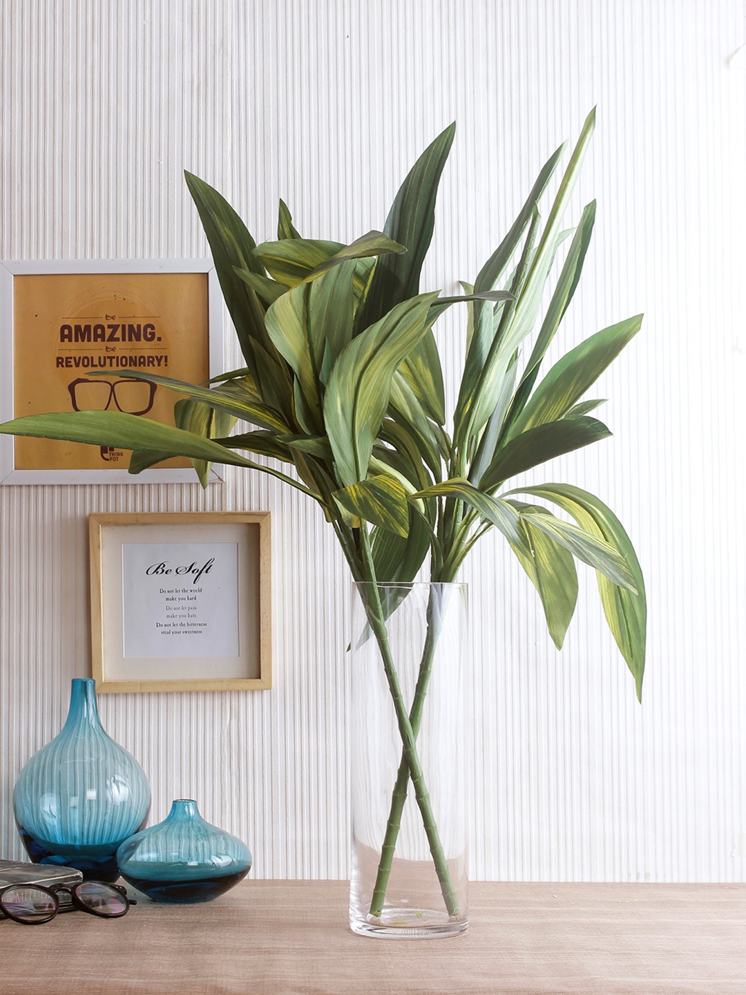 

Fourwalls Set of 2 Green & Yellow Artificial Cordyline Floor Plant Without Pot