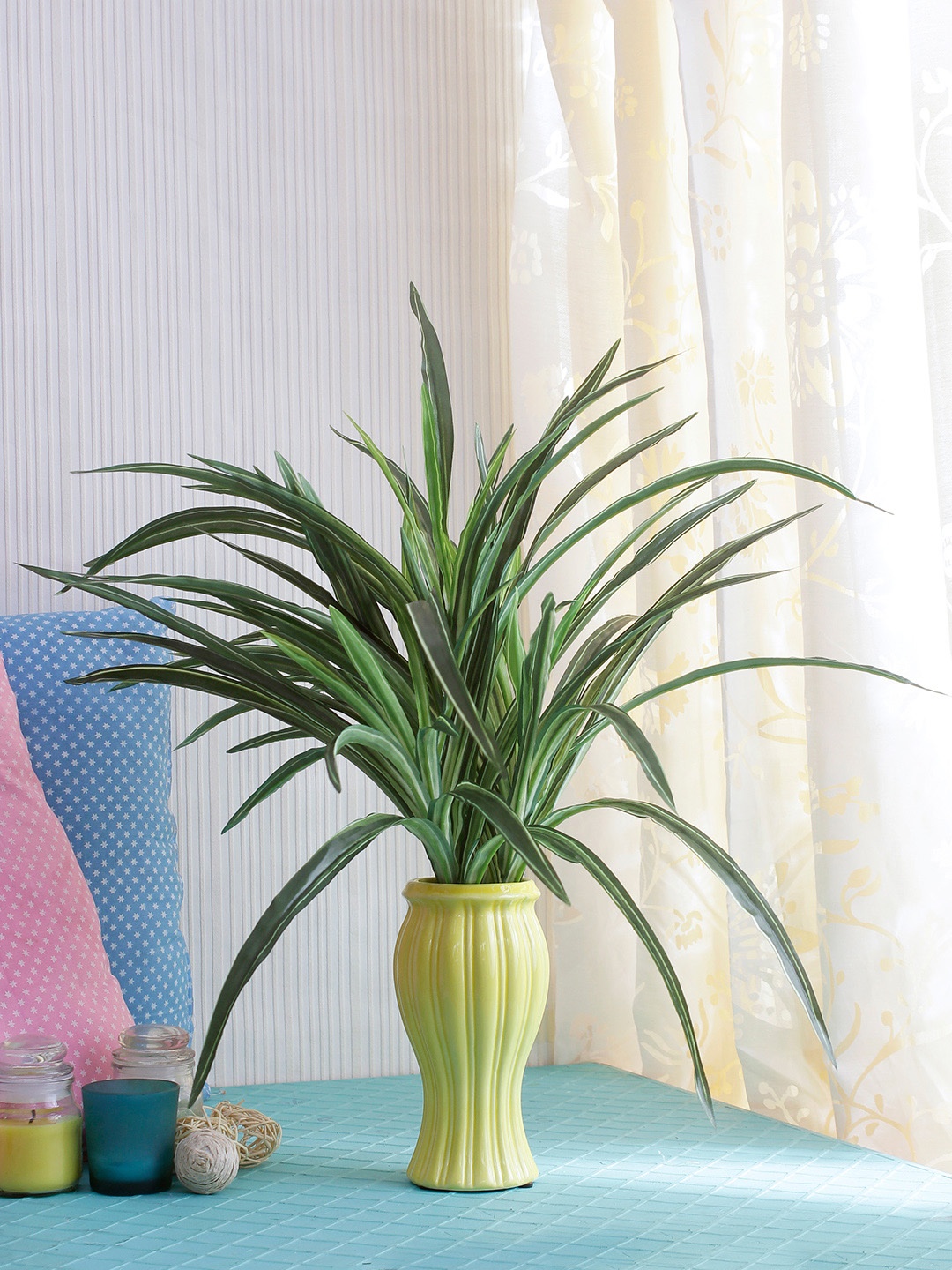 

Fourwalls Green Artificial Dracaena Plant without Pot