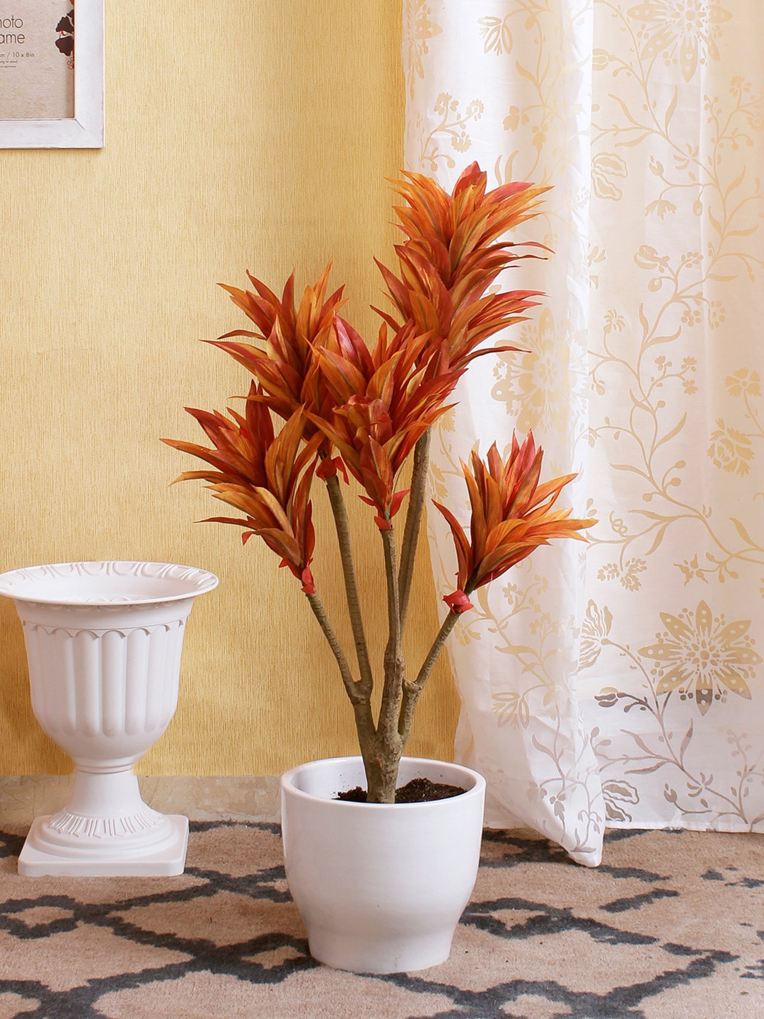 

Fourwalls Orange Artificial Dracaena Floor Plant Without Pot