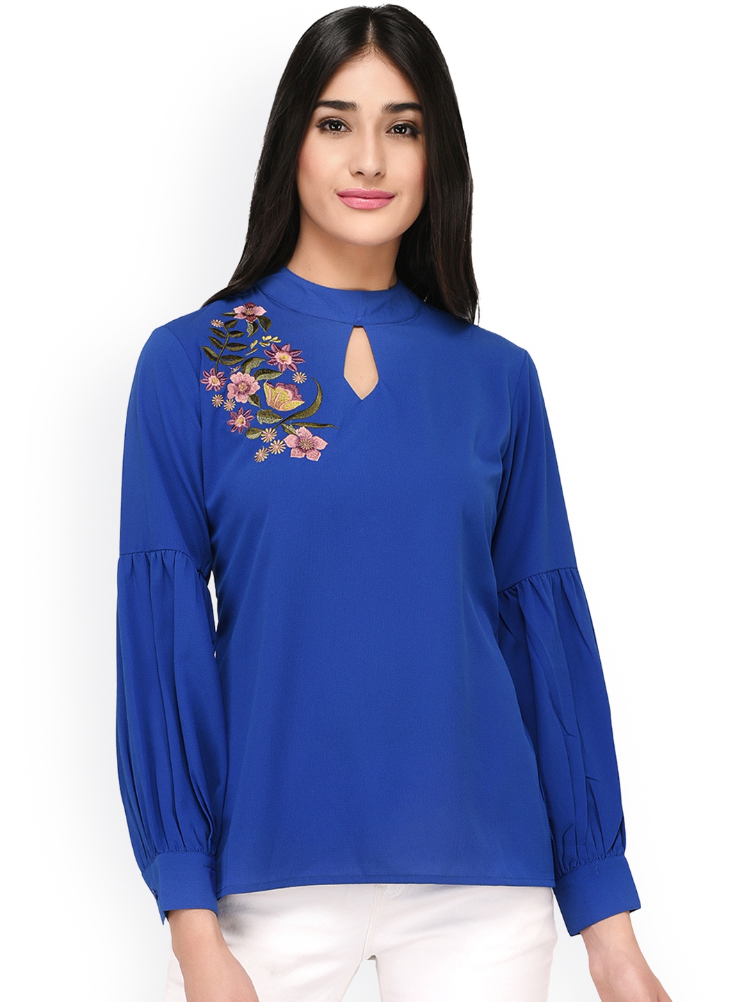 

PURYS Women Blue Solid Top
