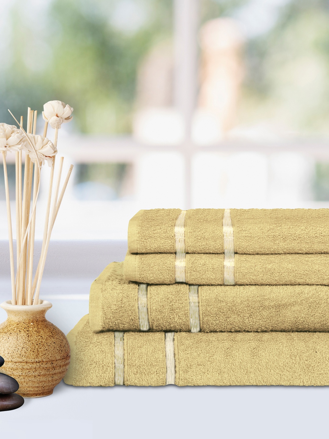 

Story@home Unisex Beige Cotton 450 GSM Set of 4 100% Cotton Soft Towels