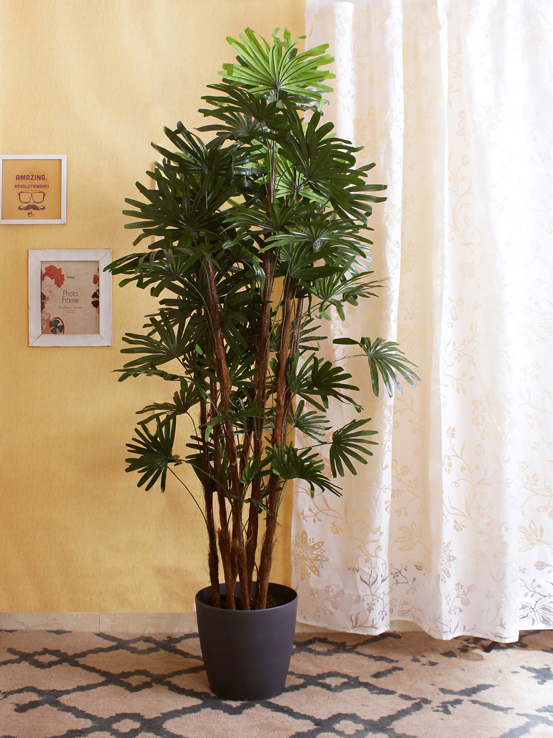

Fourwalls Green Artificial Raphis Plant Without Pot
