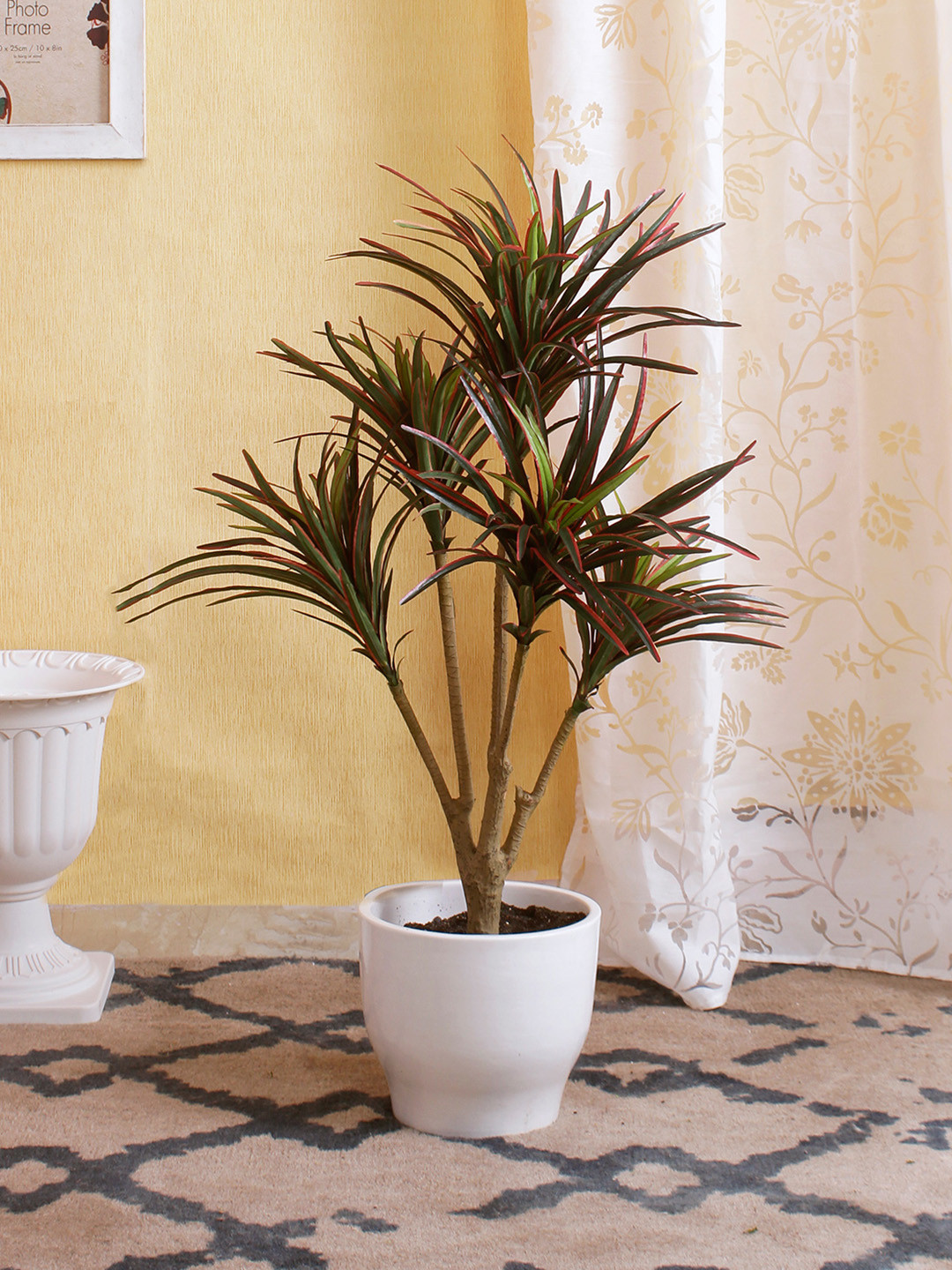 

Fourwalls Green & Red Artificial Yucca Floor Plant Without Pot