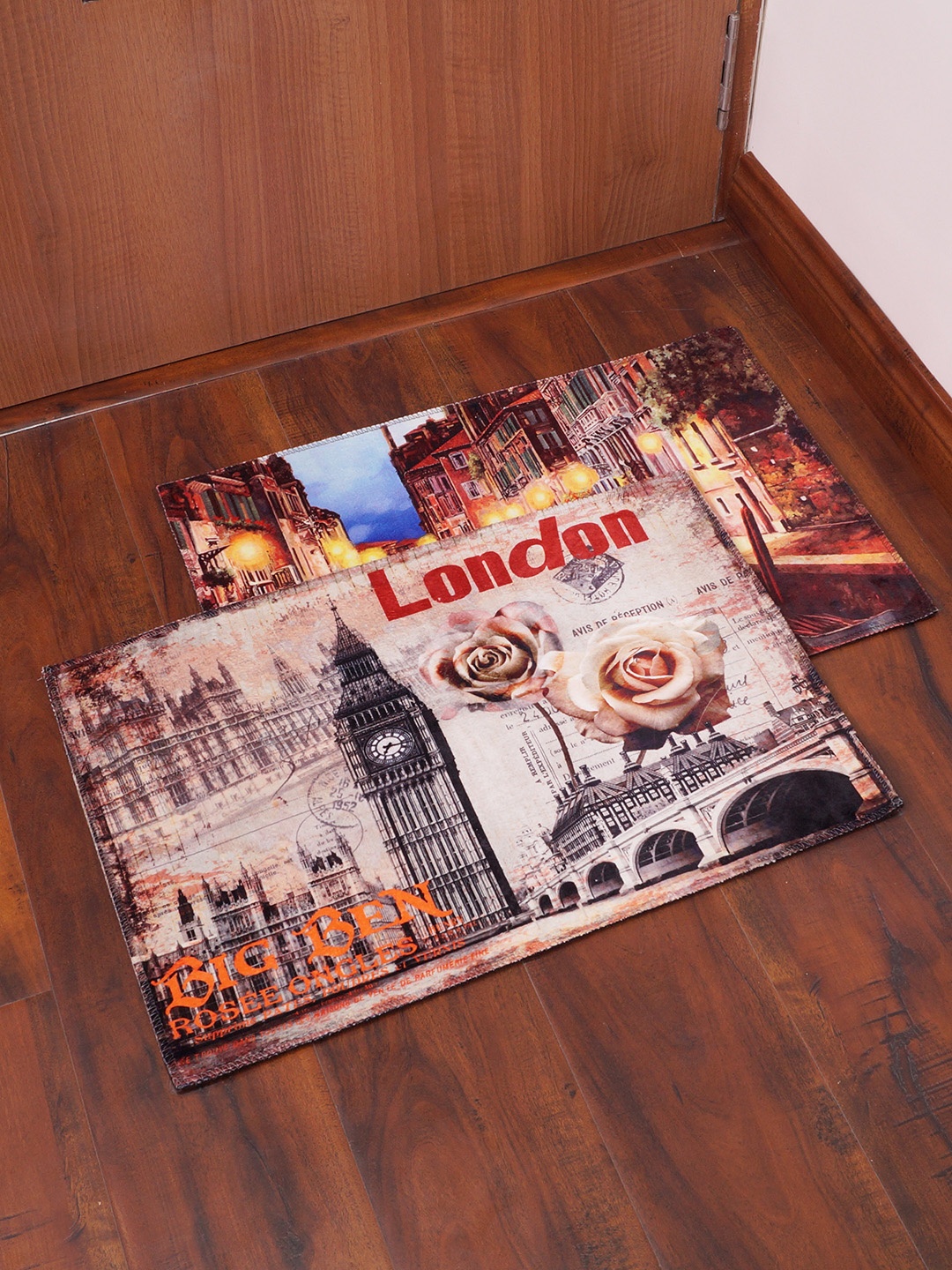 

Story@home Set of 2 Multicoloured Rectangular Anti-Skid Doormat, Multi