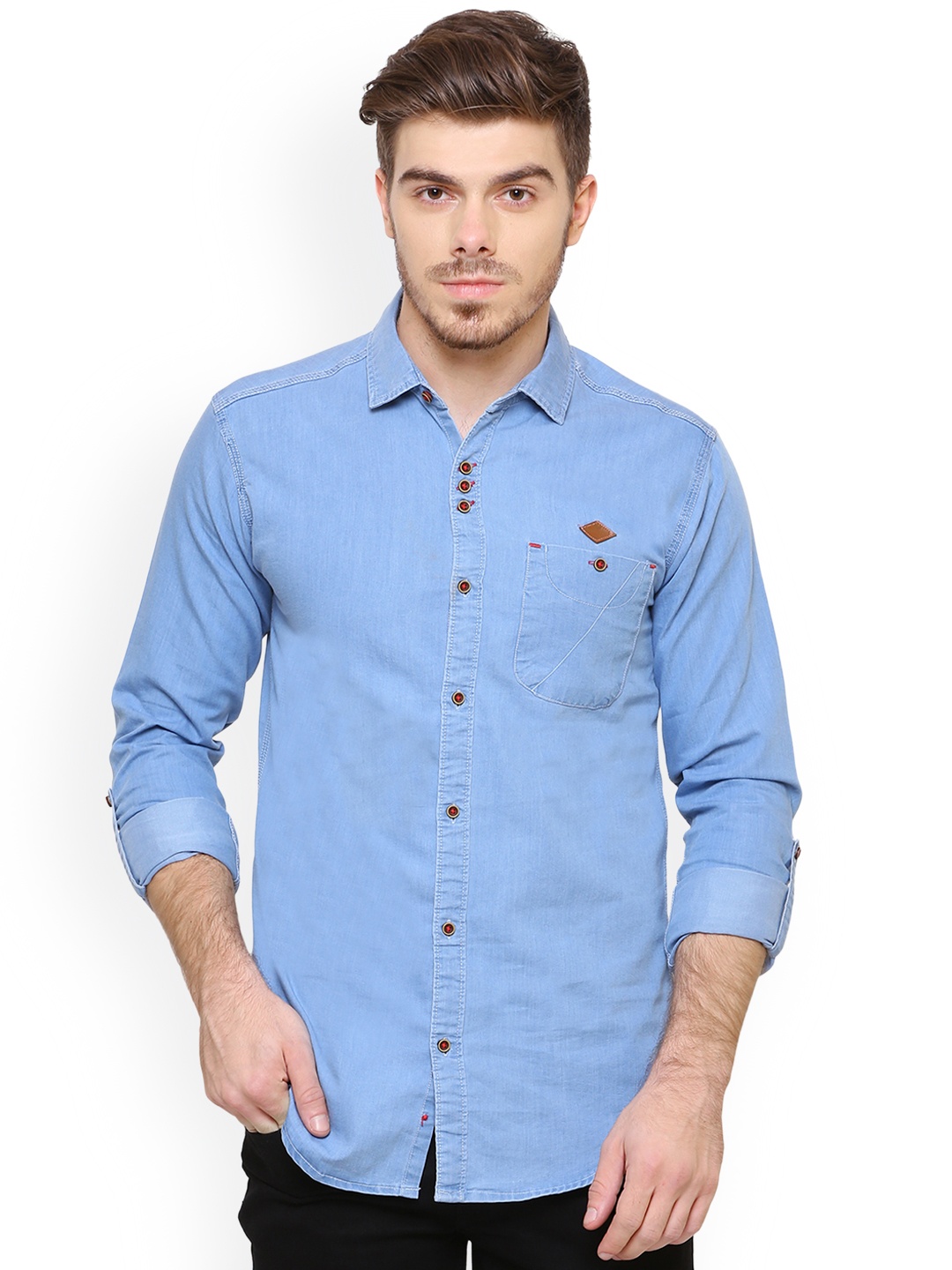 

Kuons Avenue Men Blue Contemporary Slim Fit Solid Casual Shirt