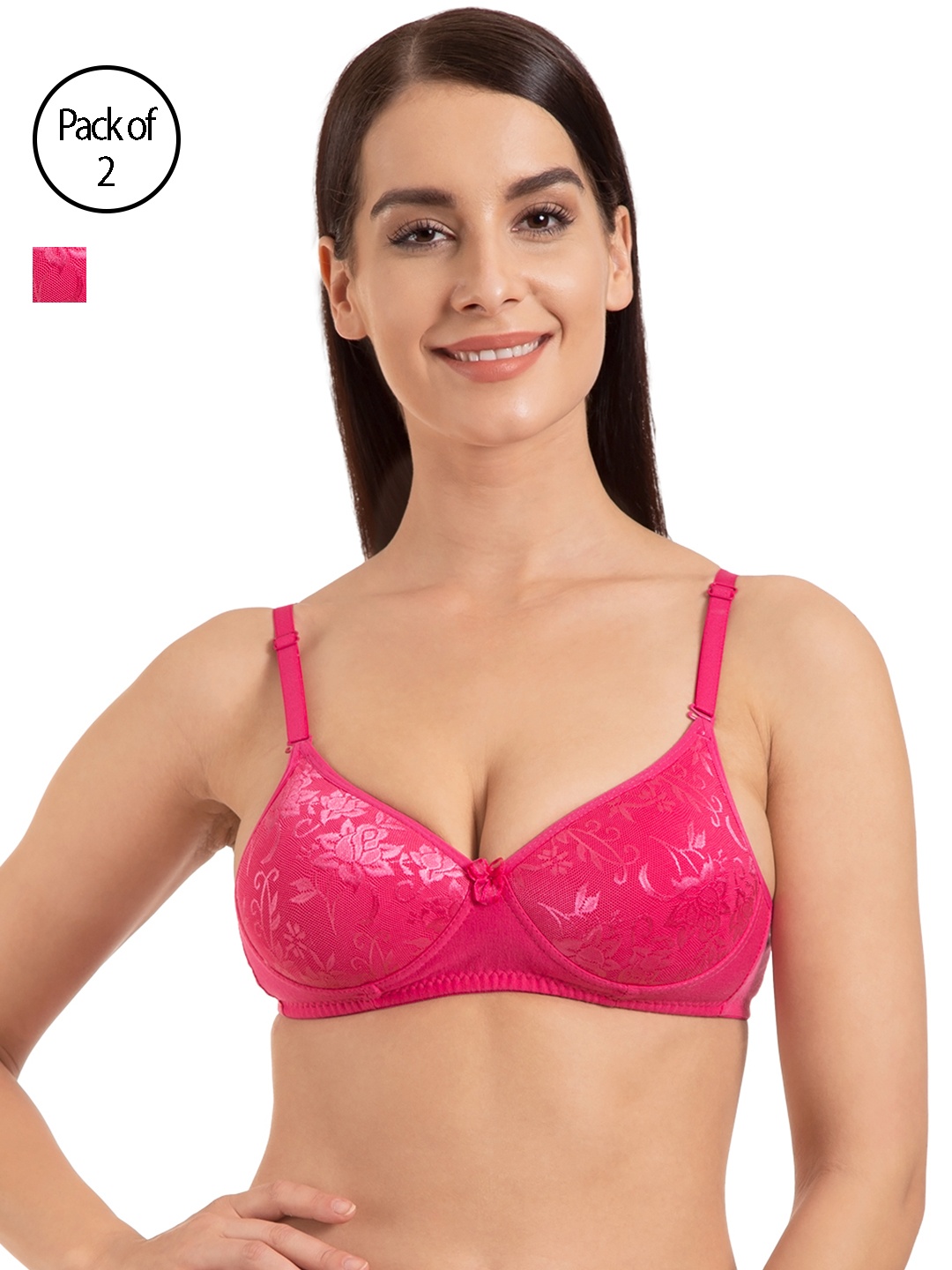 

Tweens Set of 2 Pink Lycra Molded Lace Padded Bridal Bra TW1317