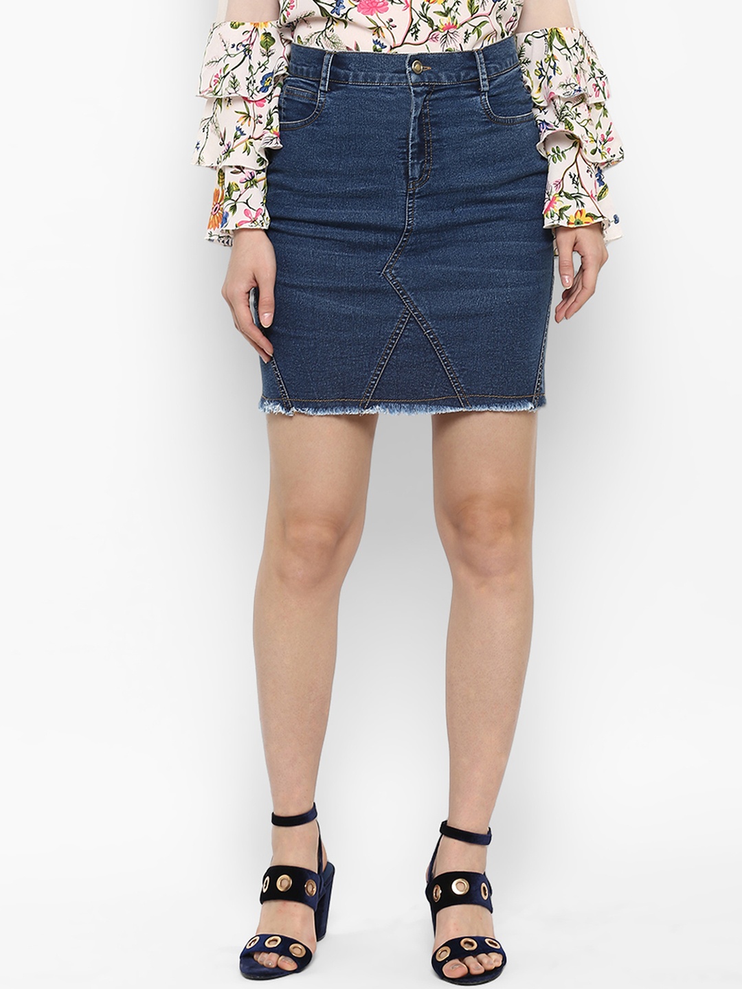 

StyleStone Blue A-Line Denim Skirt