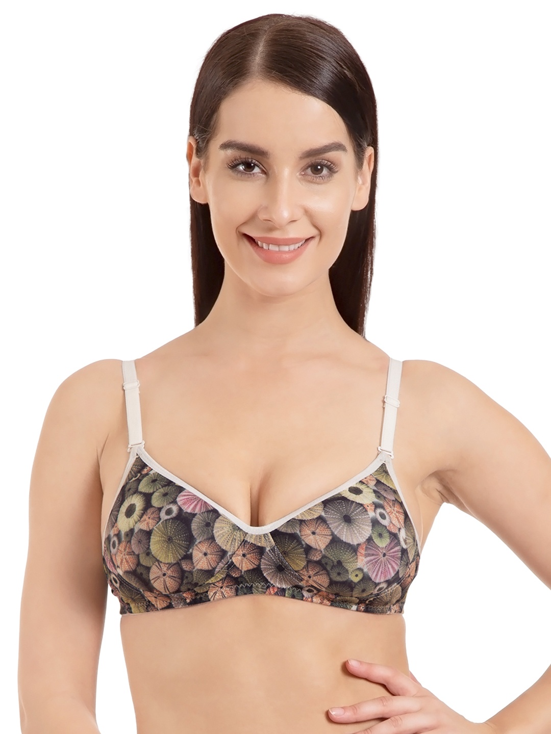 

Tweens Green & Brown Printed Non-Wired Lightly Padded T-shirt Bra TW13127PR