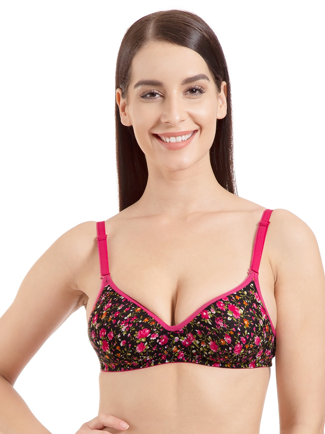 

Tweens Pink & Black Printed Non-Wired Lightly Padded T-shirt Bra TW13123PR