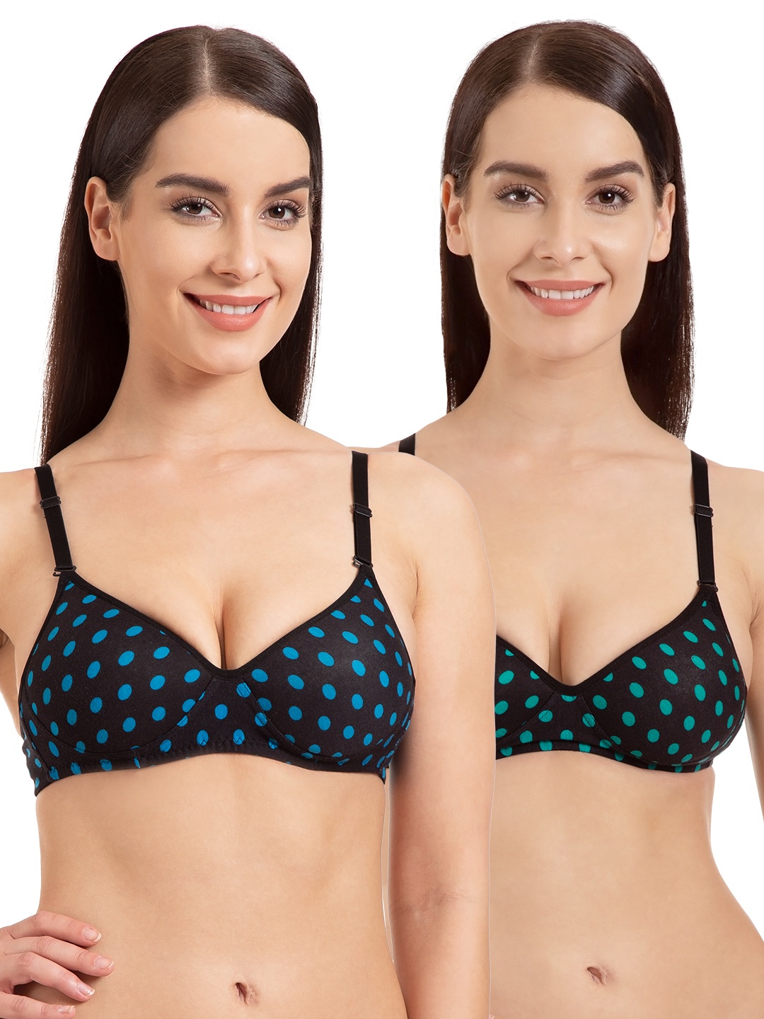 

Tweens Pack Of 2 Printed Lightly-Padded Non-Wired T-Shirt Bras TW1369, Black