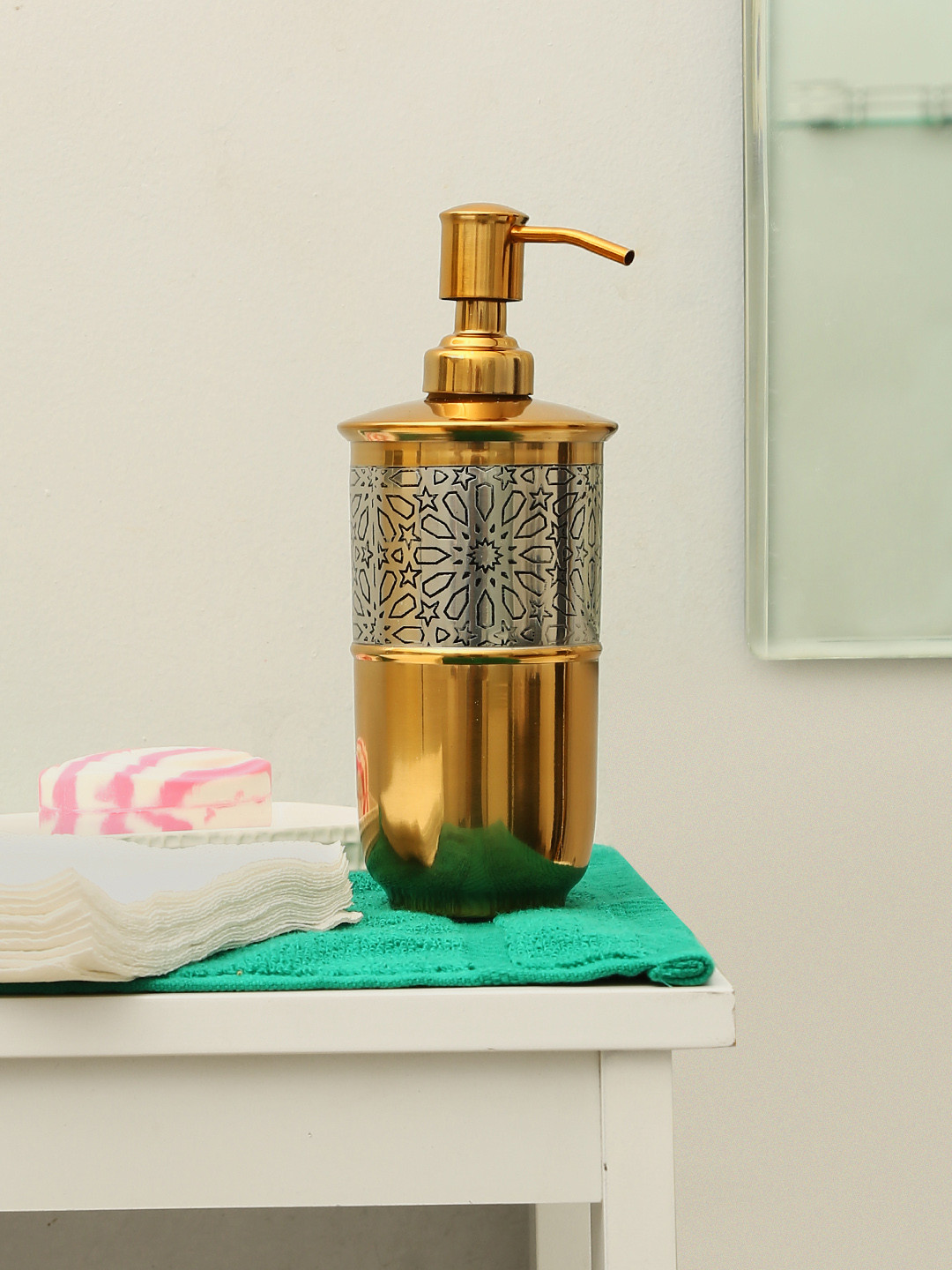 

Athome by Nilkamal Gold-Toned Lotion Dispenser