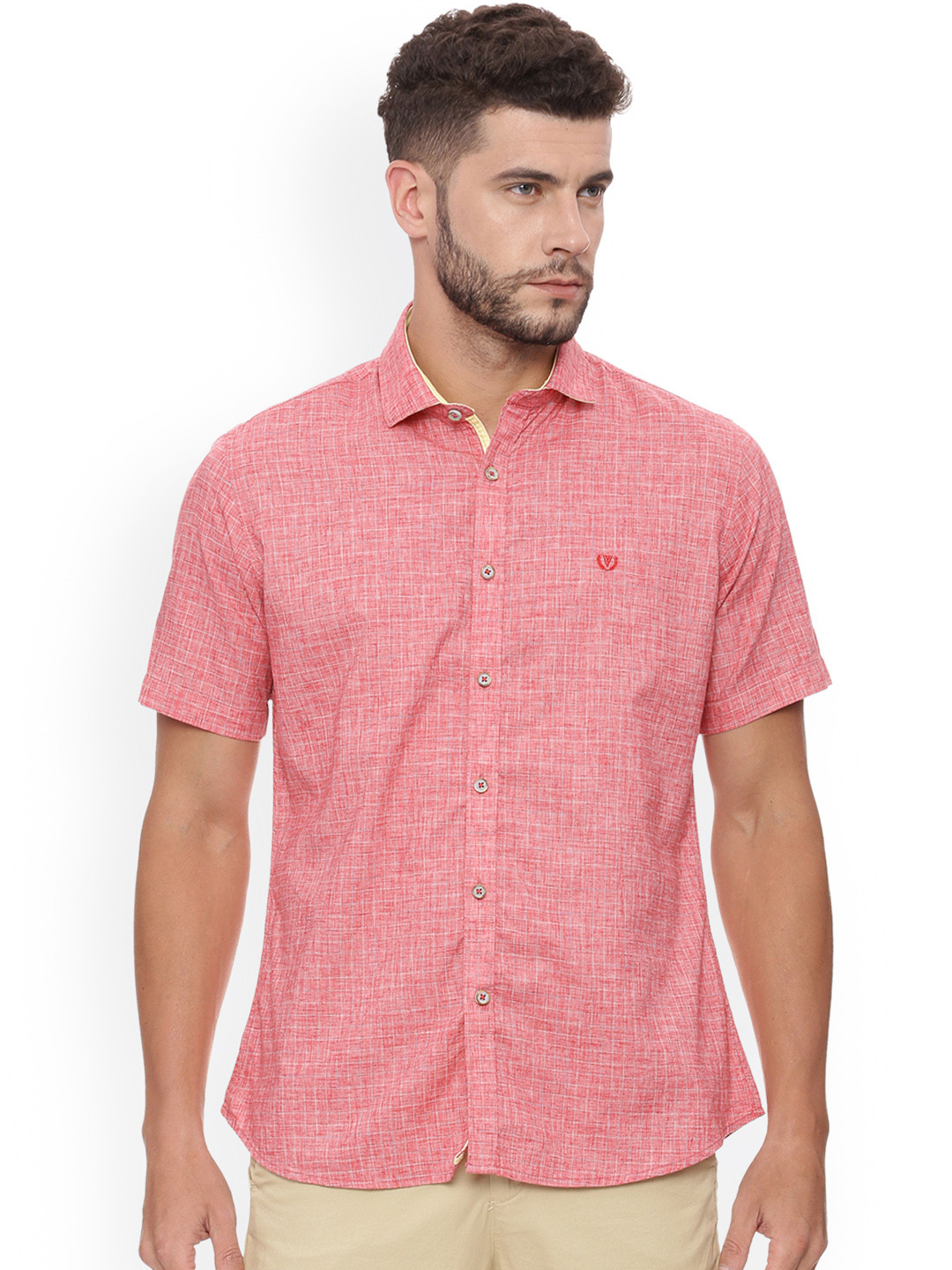 

Van Heusen Sport Men Pink Slim Fit Checked Casual Shirt