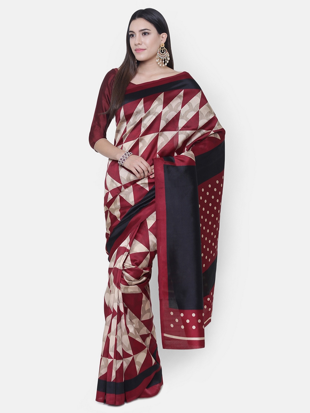 

Chhabra 555 Maroon & Beige Printed Saree