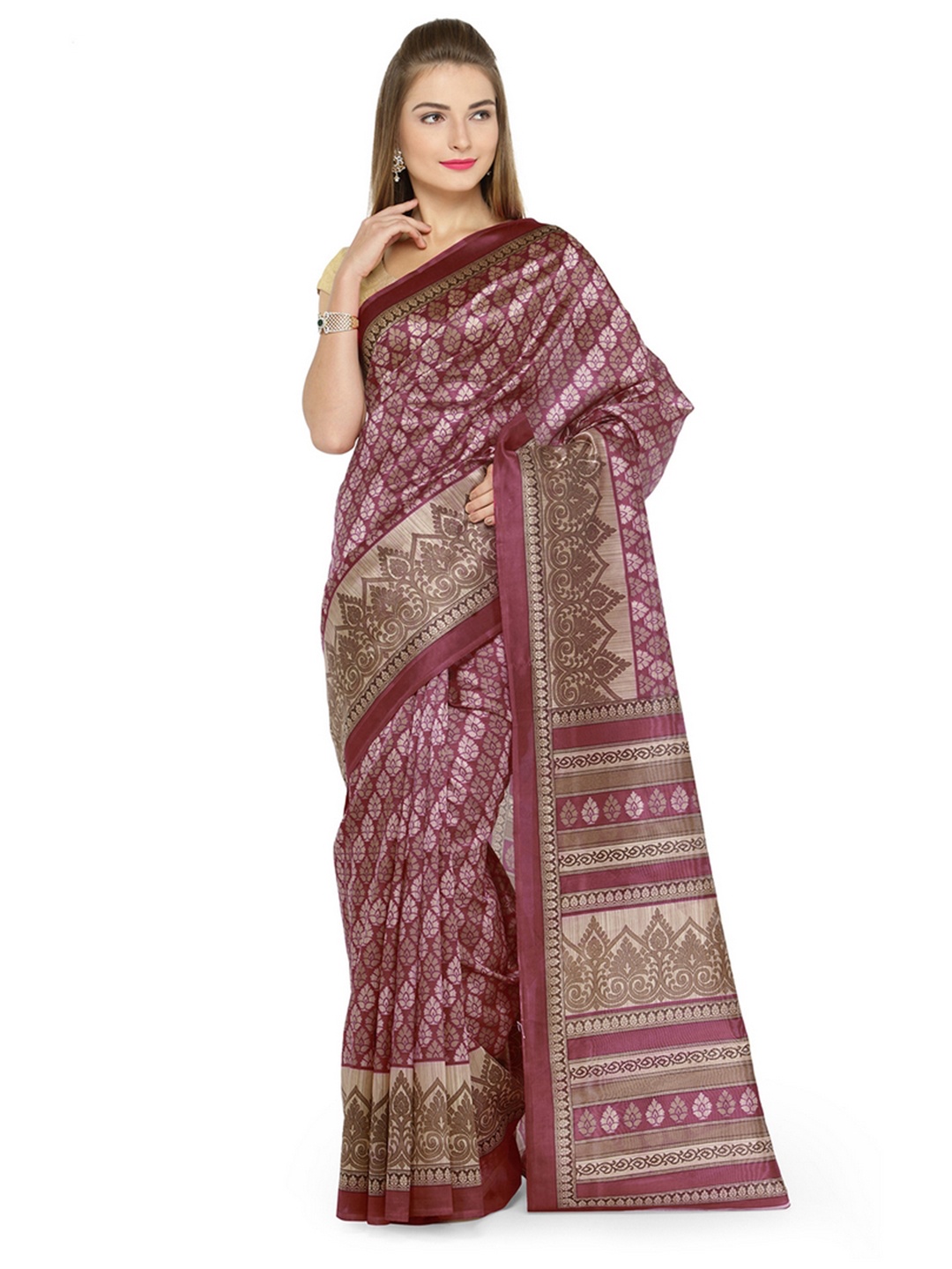 

Chhabra 555 Burgundy Printed Saree