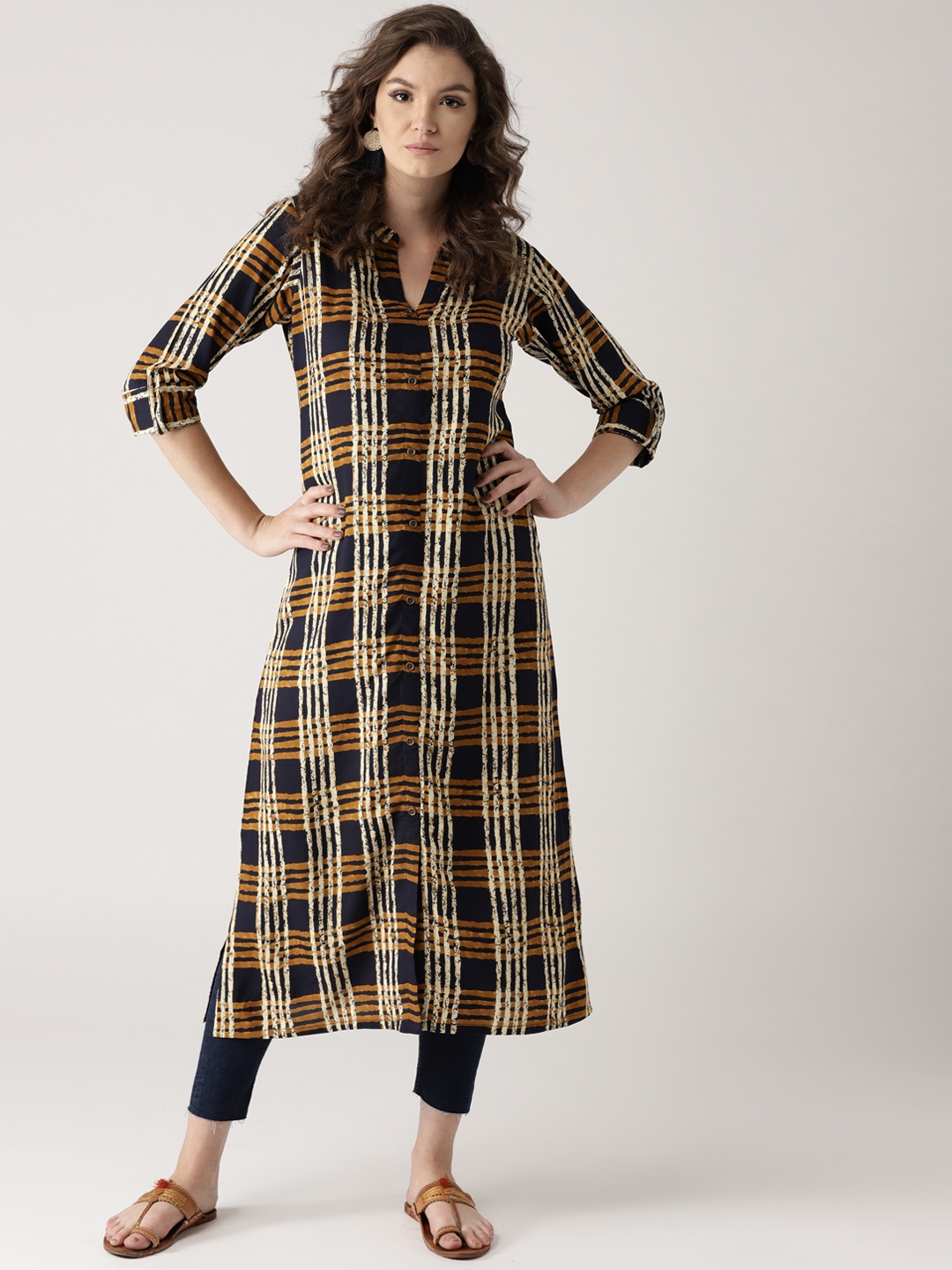 

Libas Women Multicoloured Checked Straight Kurta, Multi