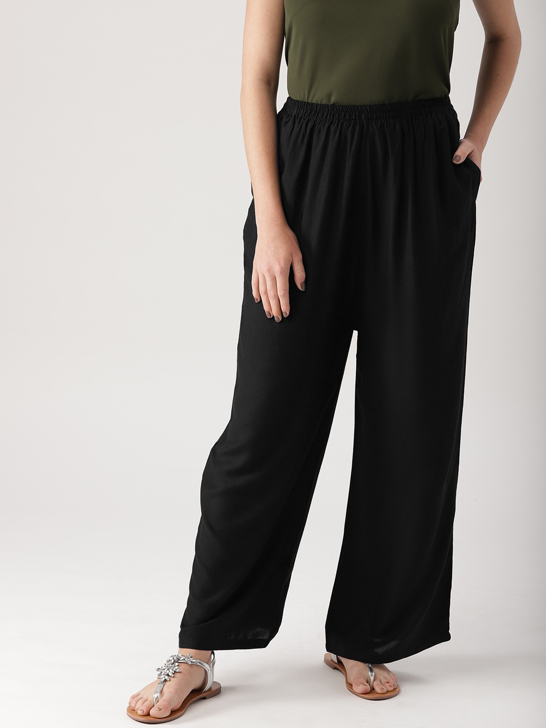 

Libas Women Black Solid Wide Leg Palazzos