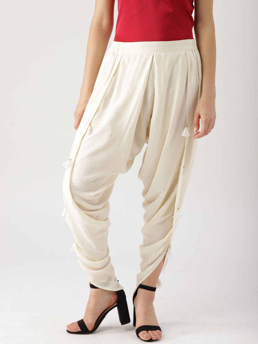

Libas Women Off-White Solid Dhoti Pants